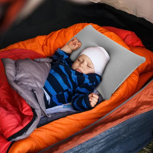 Vista 4 de Maitys 5 Piezas Almohadas de Viaje Inflables Portátiles Compactas Almohada de Aire de Tela Afelpada para Mochileros para Acampar, Senderismo, Casa