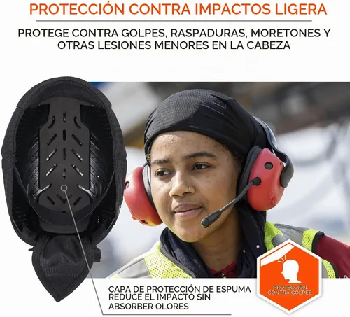 Vista 2 de Ergodyne Skullerz 8948 Mesh Do Rag Bandana y Bump Cap Inserto con Flexión Mejorada, Negro