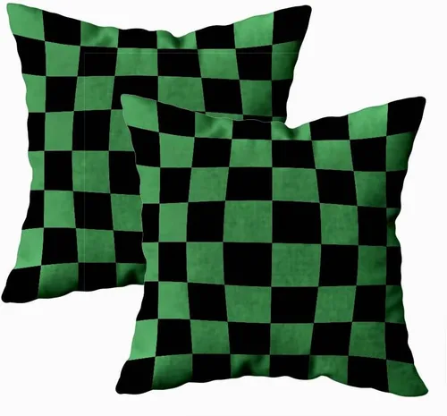 Vista 14 de Fundas de almohada decorativas de 16 x 16 pulgadas, patrón blanco y negro de tablero de ajedrez para sofá, fundas de cojín de granja para decoración