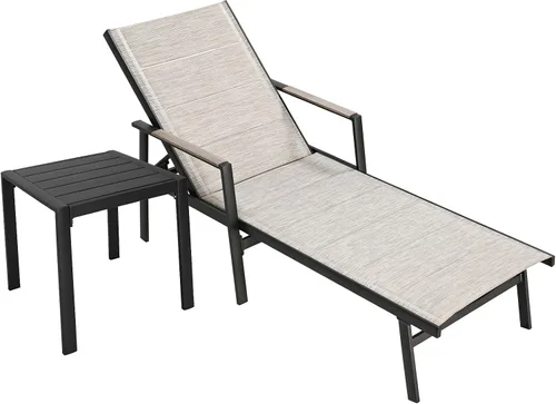 Vista 9 de Tumbona para exteriores, silla de aluminio nunca oxidada para patio, silla de piscina de textileno de doble capa con respaldo ajustable de 6