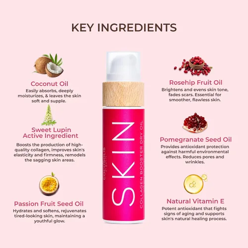 Vista 4 de COCOSOLIS SKIN Collagen Booster Bio Oil - Loción de colágeno antienvejecimiento para tensar la piel con rosa mosqueta y aceites esenciales - Aceite