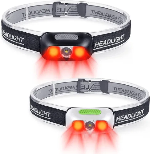 Vista 9 de Linterna frontal recargable, ultra brillante de 500 lúmenes, 5 modos de iluminación con luz roja, IPX4, impermeable, correa ajustable, linterna