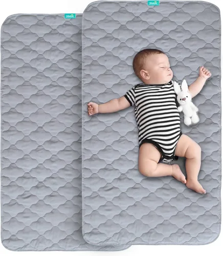 Vista 11 de Almohadillas de entrenamiento para ir al baño para niños pequeños, protector de colchón de cuna impermeable para almohadilla de humectación, Blanco