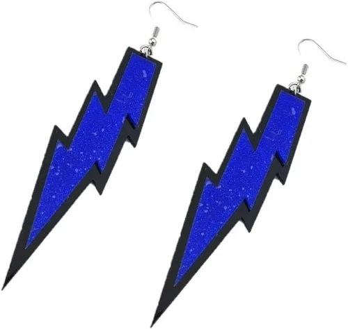 Vista 20 de Pendientes con colgante RUIZHEN con forma de rayo para mujer, con colores a elegir, acrílico exagerado 6 pares conjunto-1