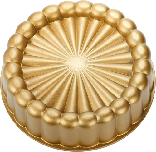Vista 3 de Goaste Charlotte Cake Pan de 9.5 pulgadas, molde acanalado reutilizable, aluminio antiadherente con forma de flor para queso, chocolate, tarta