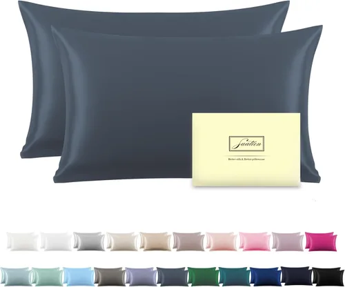 Vista 20 de Funda de almohada de seda para cabello y piel, suave, transpirable y resistente, funda de almohada de seda de tamaño Queen, fundas de almohada