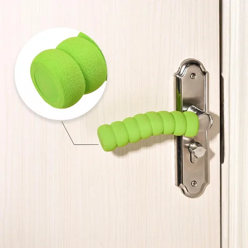 Vista 5 de uxcell Cubierta de manija de puerta Protector de goma de nitrilo Funda en espiral Verde 2 piezas