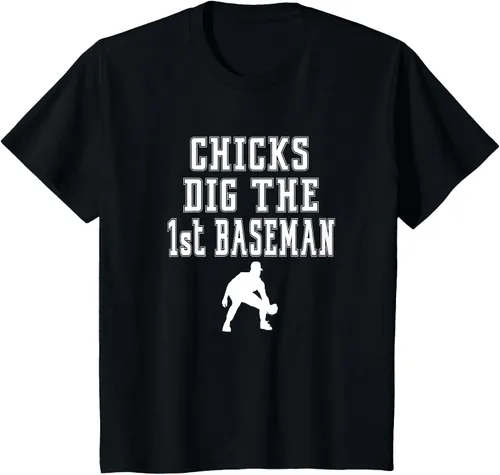Vista 30 de Chicks Dig First Baseman - Camiseta de primera base Beisbol Player, Negro
