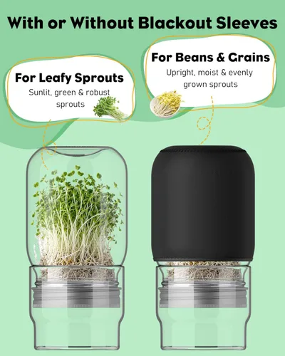 Vista 5 de Pawfly Sprouting Jar Kit with 16.9 Oz (500 mL) Mason Jars， 2 Packs 2 Packs, Curved-shoulder Glass Jars, Stainless Steel Mesh Lids, Home Seed