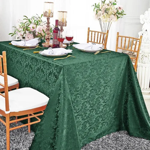 Vista 10 de Manteles rectangulares de poliéster damasco jacquard de 90 x 132 pulgadas para restaurante, cocina, comedor, boda, fiesta, banquete, eventos