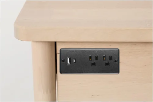 Vista 6 de HHSOET Regleta de alimentación empotrable de 20W con enchufe plano, enchufe de escritorio con USB, toma de corriente empotrada para conferencias