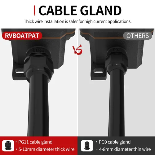 Vista 4 de RVBOATPAT Interruptor de cable en línea de 12 V, 20 A CC, interruptor en línea impermeable IP67 rojo iluminado 2 posiciones 4 pines DPST con cable
