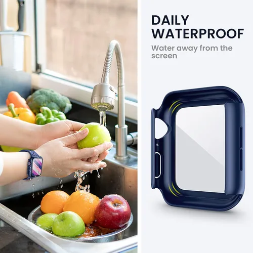 Vista 4 de Tensea - Funda protectora de pantalla para Apple Watch de 1.732 in SE 3/2nd/SE/Series 6/5/4 Waterproof iWatch Protective Face Cover -Tempered