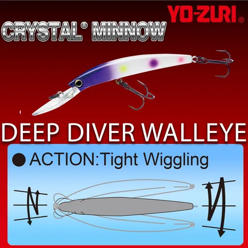 Vista 3 de Duel Yo Zuri Crystal Minnow Deep Diver Walleye ' F Mm 3 Floating Lure