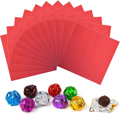 Vista 7 de Envolturas de caramelo de papel de aluminio – Papel de regalo de chocolate, 300 piezas, envoltorio de barra de chocolate casera, embalaje