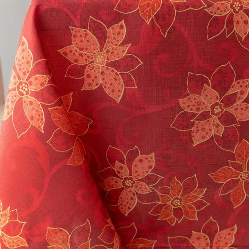 Vista 5 de Benson Mills Mantel rectangular de tela con estampado de volutas de Pascua para invierno, vacaciones y Navidad (60 x 120 pulgadas, rectangular, rojo)