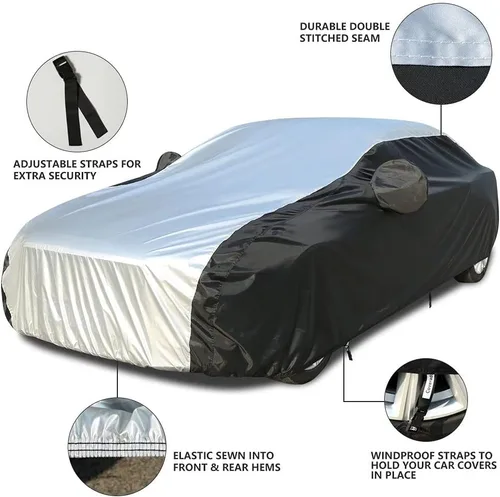Vista 3 de Coverado Funda para Automóvil Impermeable para Todo Tipo de Clima, Fundas Exteriores Completas Ligeras 210D, Protección contra Nieve, Viento, Sol