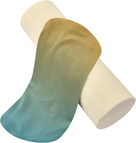 Vista 2 de Almohada cervical para el cuello con degradado azul y amarillo, almohada cervical con funda extraíble lavable, almohadas de cuello de espuma