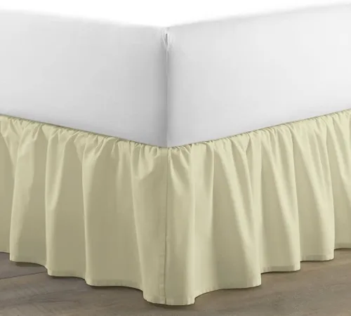Vista 13 de Falda de cama individual negra para falda de cama con volantes con caída de 16 pulgadas, tela de tres lados ajustable con volantes suaves y sedosos
