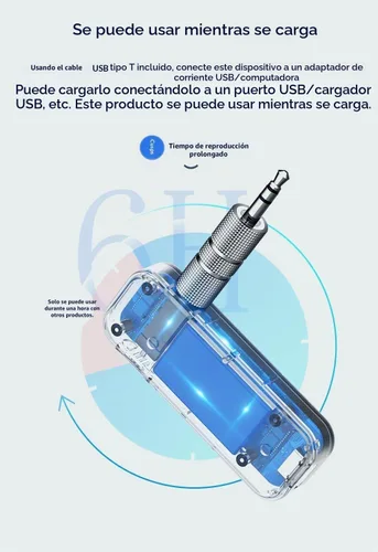 Vista 3 de Receptor transmisor Bluetooth 5.3, adaptador de audio inalámbrico 2 en 1 con conector auxiliar de 0.138 in para automóvil, TV, auriculares