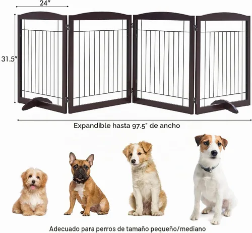 Vista 4 de Yaheetech 32" puerta independiente extra ancha del perro del panel de H 4 Espresso