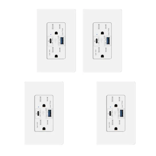 Vista 23 de 15 Amp GFCI Outlet with USB C Ports & USB-A, 1PCS 24W Self-Testing GFCI USB Combo with LED Indicator, Tamper Resistant for Kitchen & Bathroom