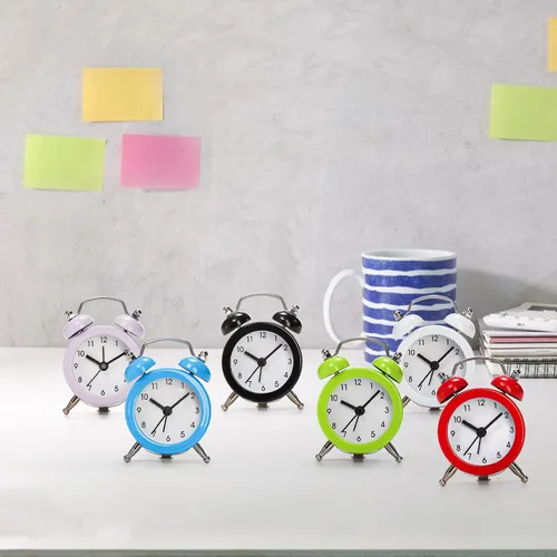 Vista 5 de Noamus 6 relojes despertadores de campana gemela, alarma fuerte de 2 pulgadas, pequeño y lindo reloj despertador analógico, reloj de viaje vintage