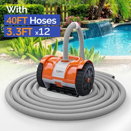 Vista 5 de VINGLI Aspiradora de piscina, barredora automática de piscinas para piscinas terrestres y enterradas, barredora de pared con succión lateral