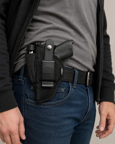 Vista 6 de Funda táctica de nailon para pistola OWB con rotura de pulgar, compatible con Smith & Wesson 39 59 99 411 439 459 539 559 639 639 659 909 915 3904