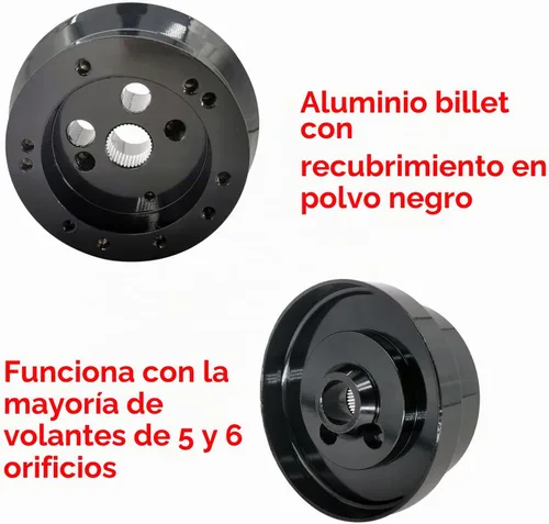 Vista 3 de Adaptador de cubo de volante de 5/6 orificios compatible con camioneta GMC Chevy Pontiac (negro)
