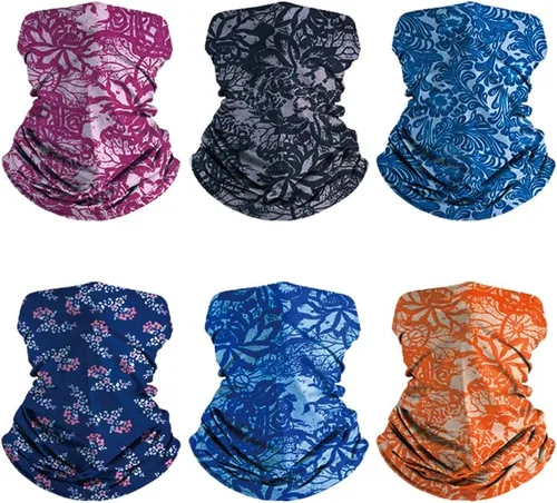 Vista 5 de Paquete de 6 pasamontañas para hombres y mujeres, protección UV, máscara de ciclismo multiusos y diadema transpirable