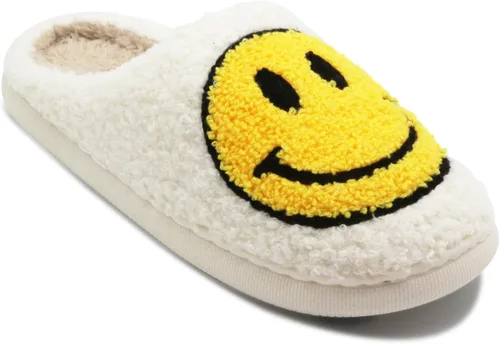 Vista 4 de FIWAHI Pantuflas de cara retro mullidas para mujeres y hombres, ligeras, suaves, esponjosas, cálidas, estilo casual, sonriente, bonitas, acogedoras