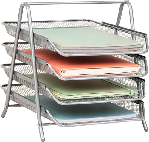 Vista 8 de Mind Reader MESHMON3P-BLK – Organizador con cajón y base para monitor, de rejilla de metal, y organizador de 3 niveles para escritorio de rejilla