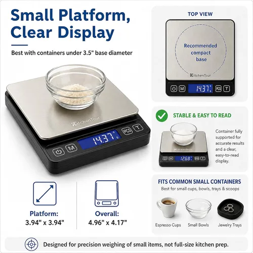 Vista 3 de K KitchenTour - Báscula digital de cocina - 500g/0.01g Balanza de alta precisión multifunción para alimentos, carne, joyas, laboratorio, quilates