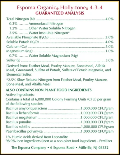 Vista 3 de Espoma Alimento orgánico para plantas de hoja perenne y azalea; bolsa de 4 libras; el fertilizante orgánico original y mejor para todas las plantas