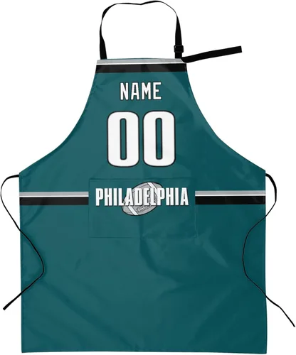 Vista 22 de Delantal con bolsillos, nombre personalizado y número, regalos personalizados para hombres y mujeres fanáticos del fútbol