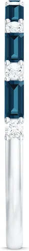 Vista 8 de Natural London Blue Topaz Diamond Half Eternity Anillo de calidad AAA, anillo apilable de topacio certificado – con joyero