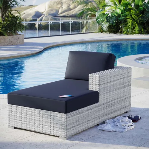 Vista 15 de Modway Convene - Otomana rectangular de mimbre para patio al aire libre, color gris claro
