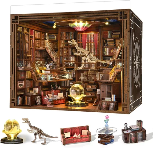 Vista 29 de MiniCity Kit de rincón de libros para bricolaje, kit de casa de muñecas en miniatura, kits de rincón de libros para adultos, estante de libros