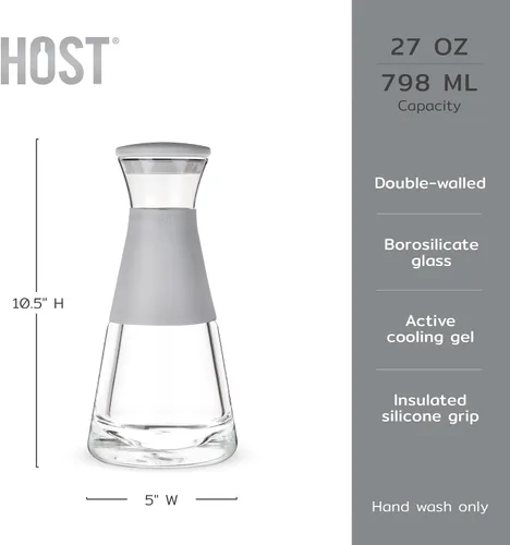 Vista 3 de HOST Recipientes de vidrio FREEZE para refrigerador, botellas de jugo de vidrio con tapas, jarra de agua de vidrio con gel refrigerante, 27 onzas
