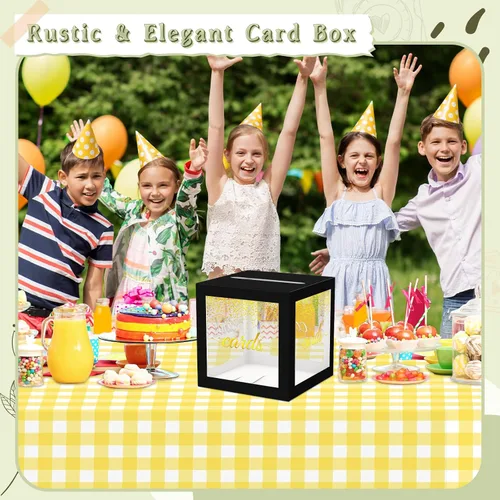 Vista 2 de WNINK Caja transparente para tarjetas de regalo, caja de recepción de tarjetas para cumpleaños, boda, compromiso, despedida de soltera o baby
