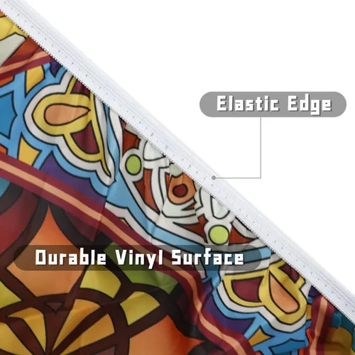 Vista 4 de Mantel redondo ajustado con elástico Manteles redondos para exteriores con elástico Fundas de mesa ajustadas para mesas Mantel de vinilo Boho