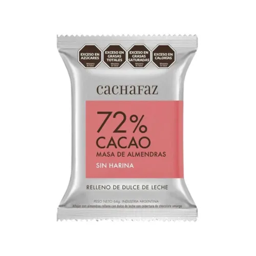 Vista 2 de Alfajor 72% Cacao Cachafaz - Galletas de masa de almendras rellenas de Dulce de Leche, sin gluten, 512 g / 18 oz (caja de 8)