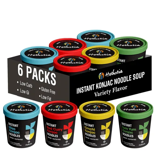 Vista 12 de Hethstia Konjac Noodles Angel Hair - Paquete de 6 fideos Shirataki, bajo en calorías, bajo en carbohidratos, sin azúcar, sin gluten, apto para dieta