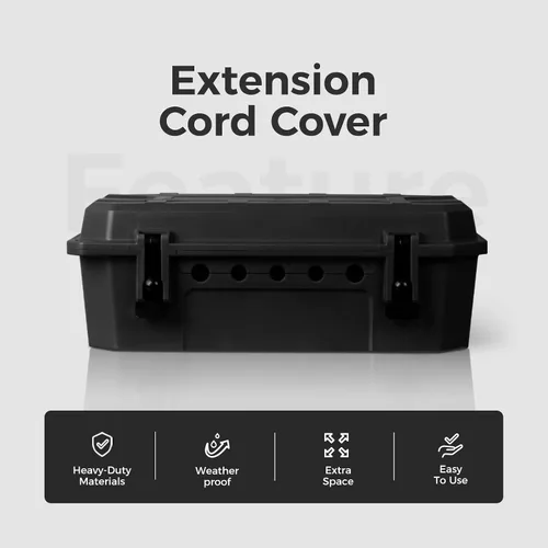 Vista 4 de WELKIN Caja Eléctrica Resistente para Exteriores (15.3 * 8.9 * 5.4 pulgadas), Cubierta de Cable de Extensión Impermeable Resistente a la Intemperie