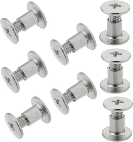 Vista 4 de Aicosineg 20 tornillos Phillips M5x6mm de fijación para cinturón, hebilla de acero al carbono, cabeza cruzada, tornillos Chicago, cierre de cuero