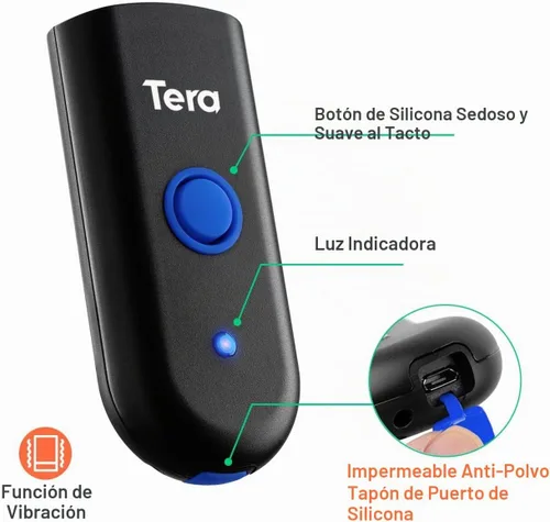 Vista 3 de Escáner de código de barras Tera inalámbrico portátil: mini lector de bolsillo láser 1D, 1100L