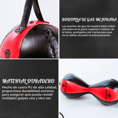 Vista 4 de Bolsa Boxerpoint para Boxeo - Bolsas de Boxeo Premium - Cuero PU Duradero y Cordones Ajustables Bolsa de Boxeo de Doble Extremo, Bolsas de Velocidad