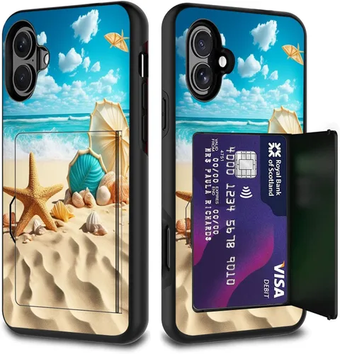 Vista 80 de Funda para tarjetas de crédito, doble capa híbrida a prueba de golpes, protección contra caídas con función atril para iPhone 17 de 6.3 pulgadas