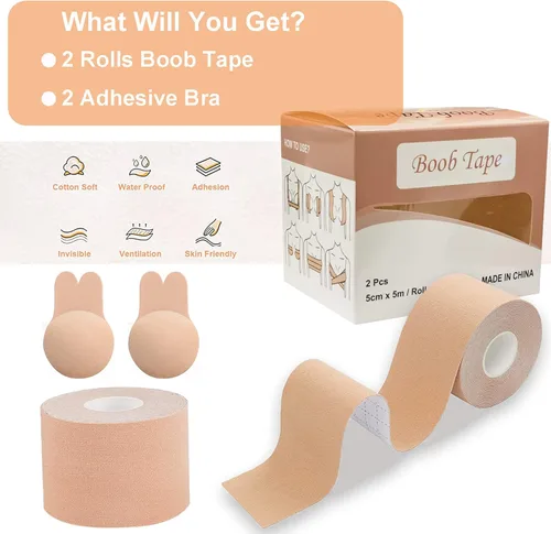 Vista 7 de Sujetador adhesivo adhesivo sin tirantes, sujetador adhesivo fuerte con cubiertas para pezones, sujetador invisible push up para tallas A-E Cup